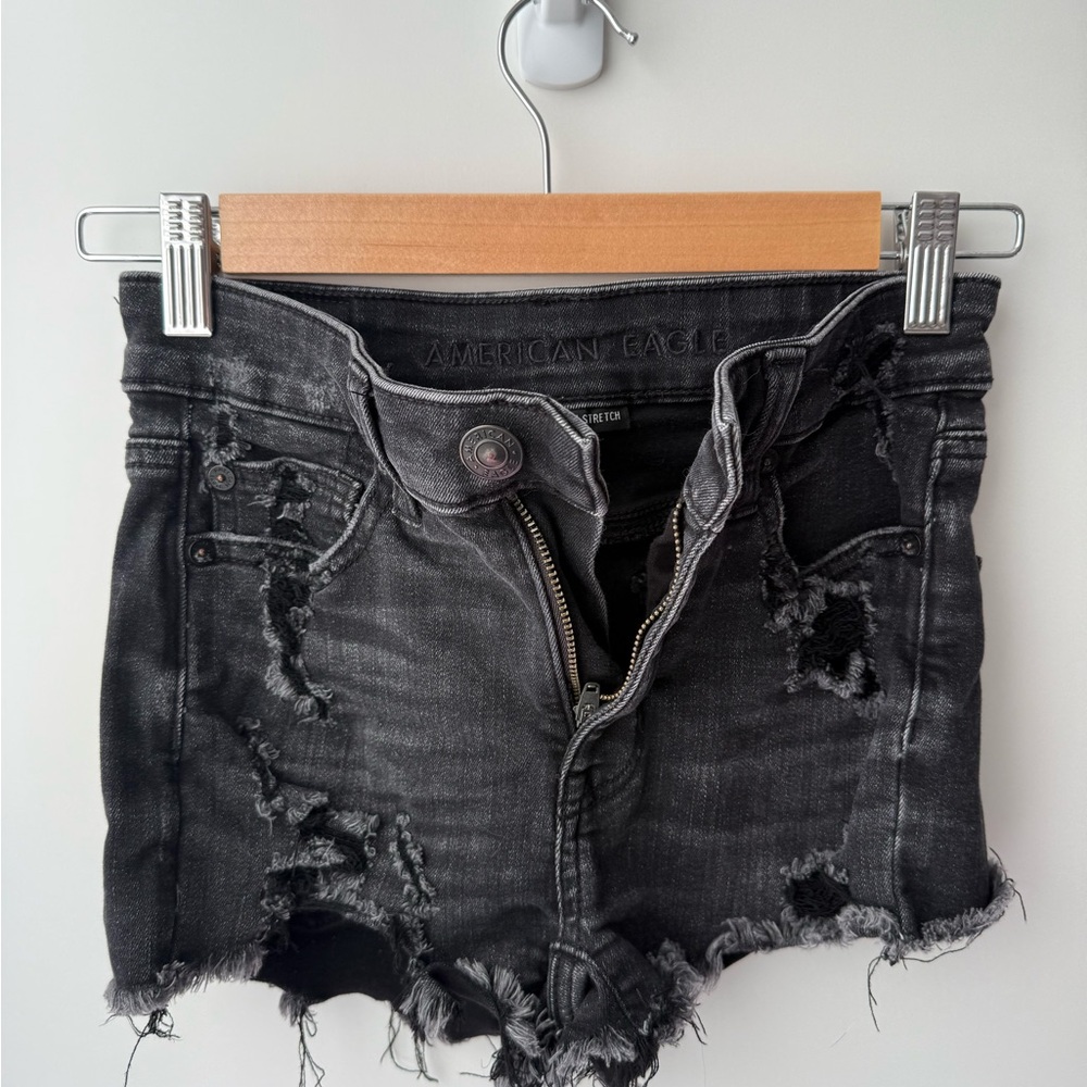 American Eagle Outfitters Black Distressed Jean Shorts